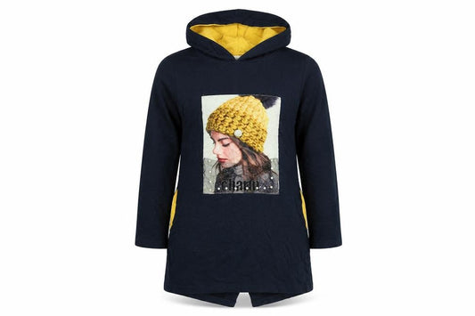 Front view of Barmy girls’ blue pullover hoodie, size 8, years