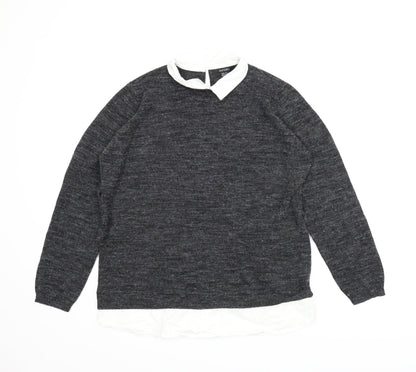 Additional front view of ESMARA women’s grey basic blouse, size M