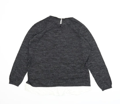 Back view of ESMARA women’s grey basic blouse, size M