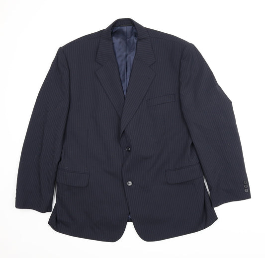 Preworn Mens Blue Striped  Jacket Suit Jacket Size 44