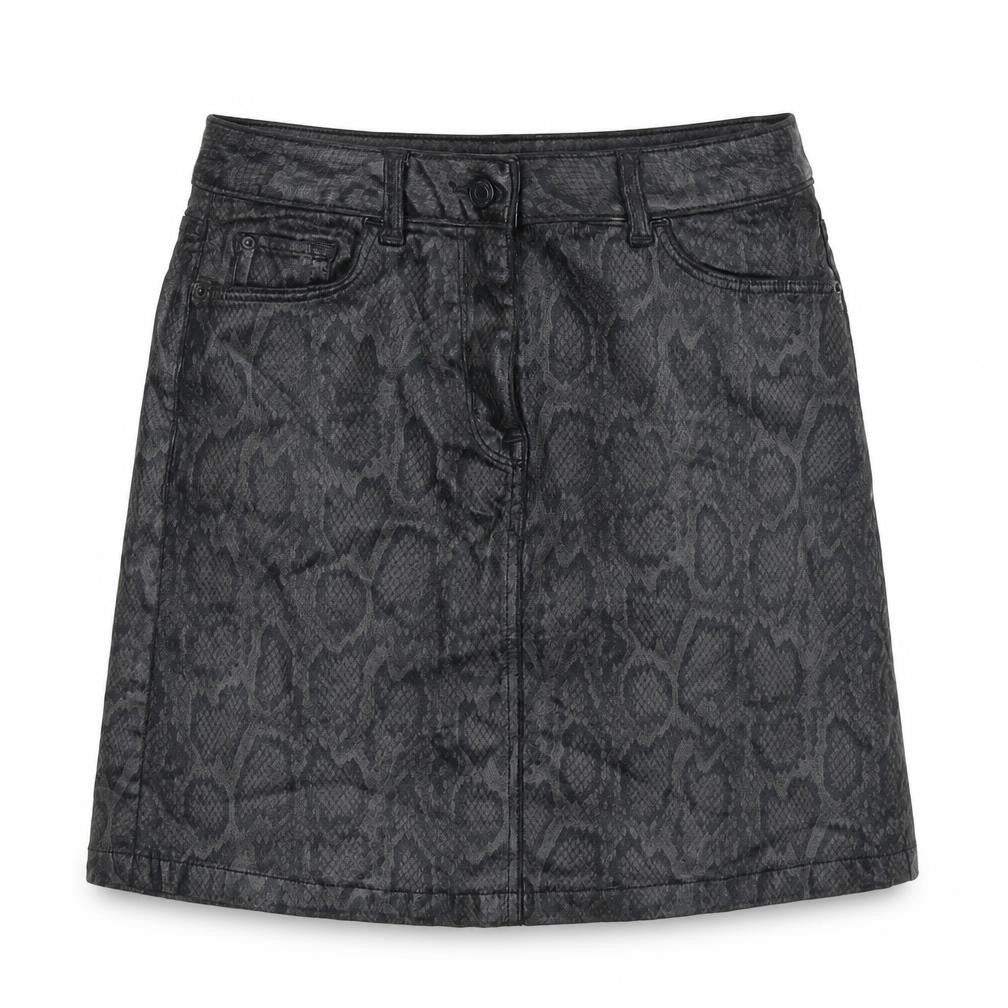 Marks & Spencer Womens Grey Animal Print  A-Line Skirt Size 8  - Snake print