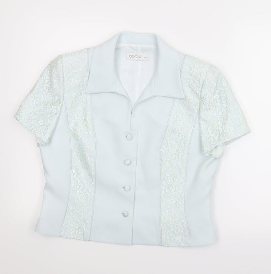 Condici Womens Green Floral  Basic Button-Up Size 14