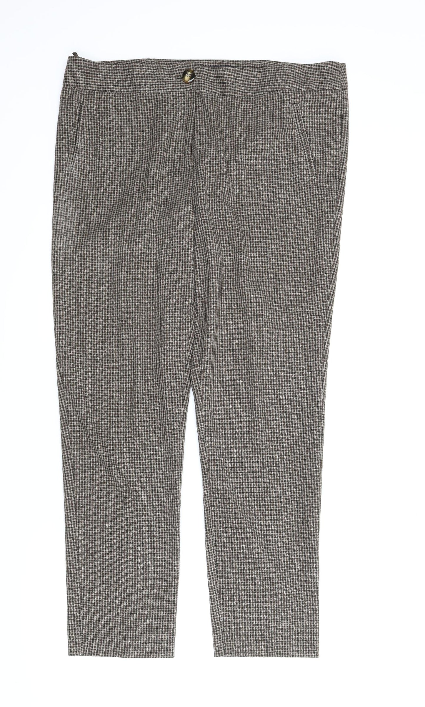Papaya Womens Brown Plaid  Carrot Trousers Size 16 L28 in