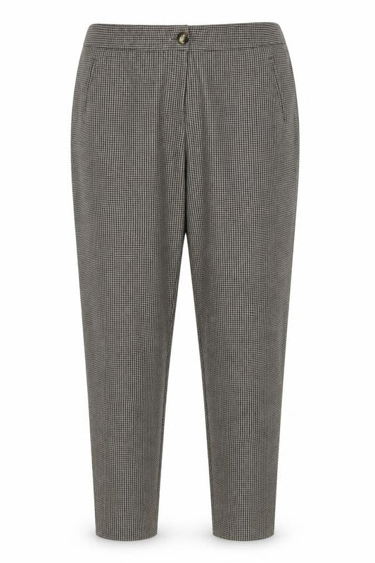 Front view of Papaya women’s brown plaid carrot trousers, size UK 16, 28-inch leg