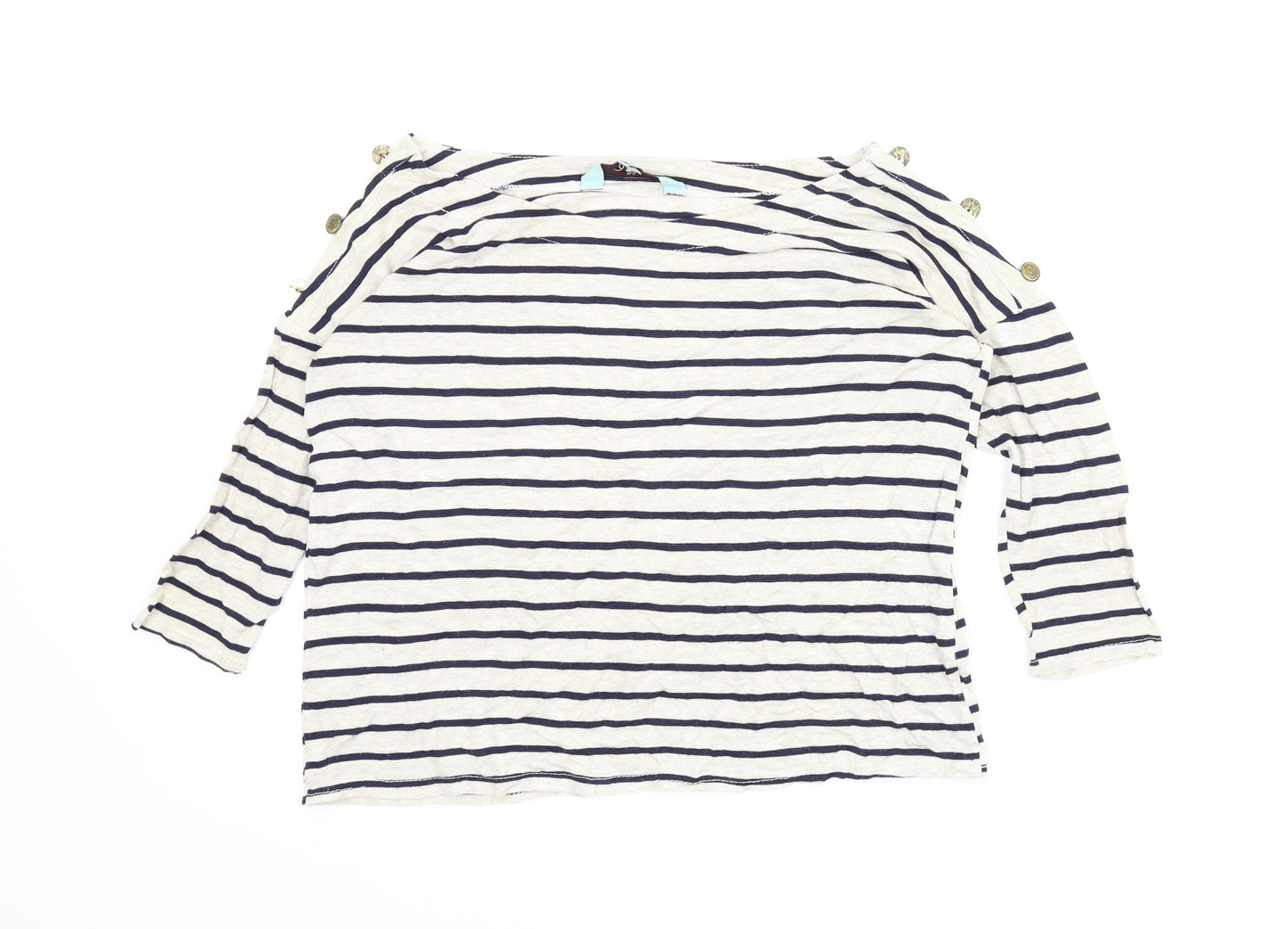 New Look Womens Beige Striped  Basic Blouse Size 8