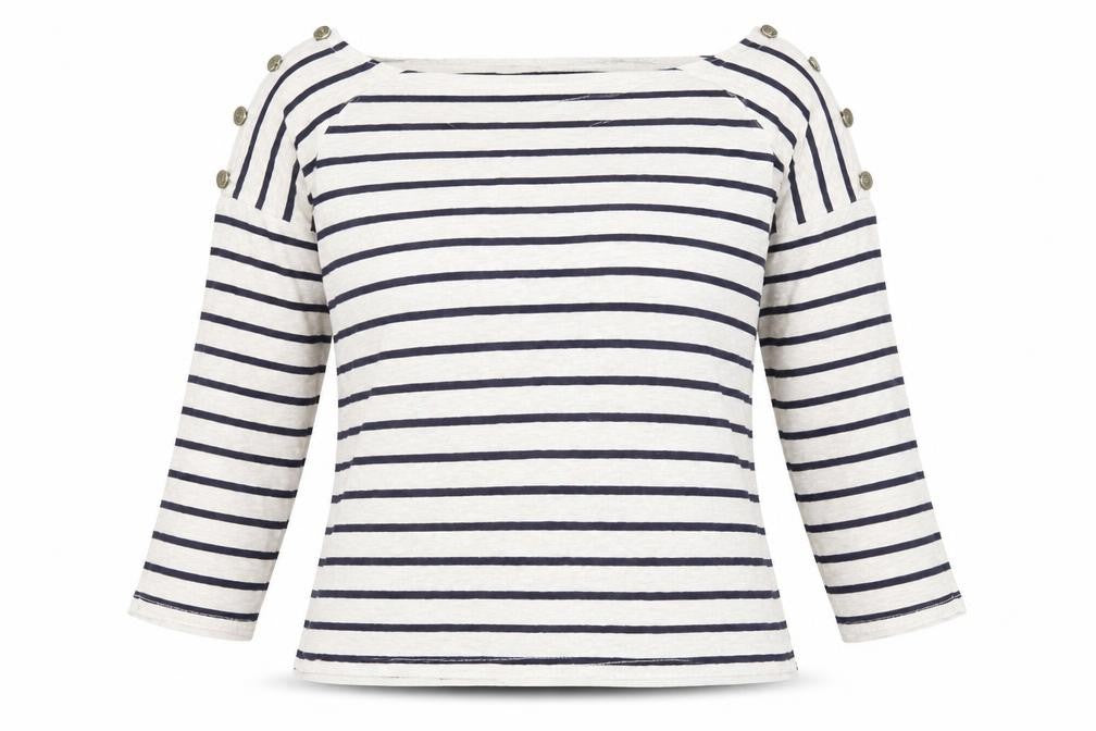 New Look Womens Beige Striped  Basic Blouse Size 8