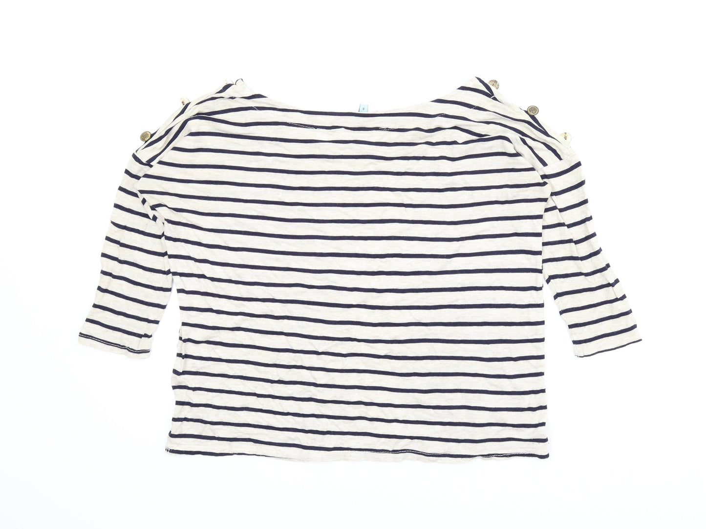 New Look Womens Beige Striped  Basic Blouse Size 8