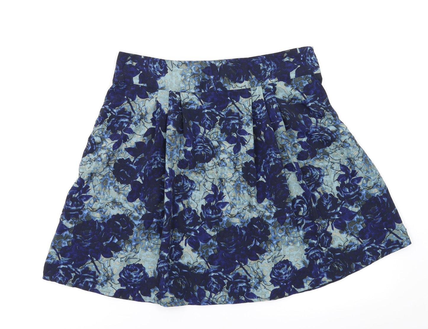 Preworn Womens Black Floral  Flare Skirt Size 10