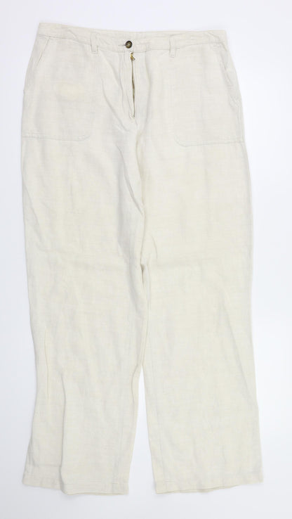 Additional front view of Etam women’s ivory trousers, size UK 16, 31-inch leg