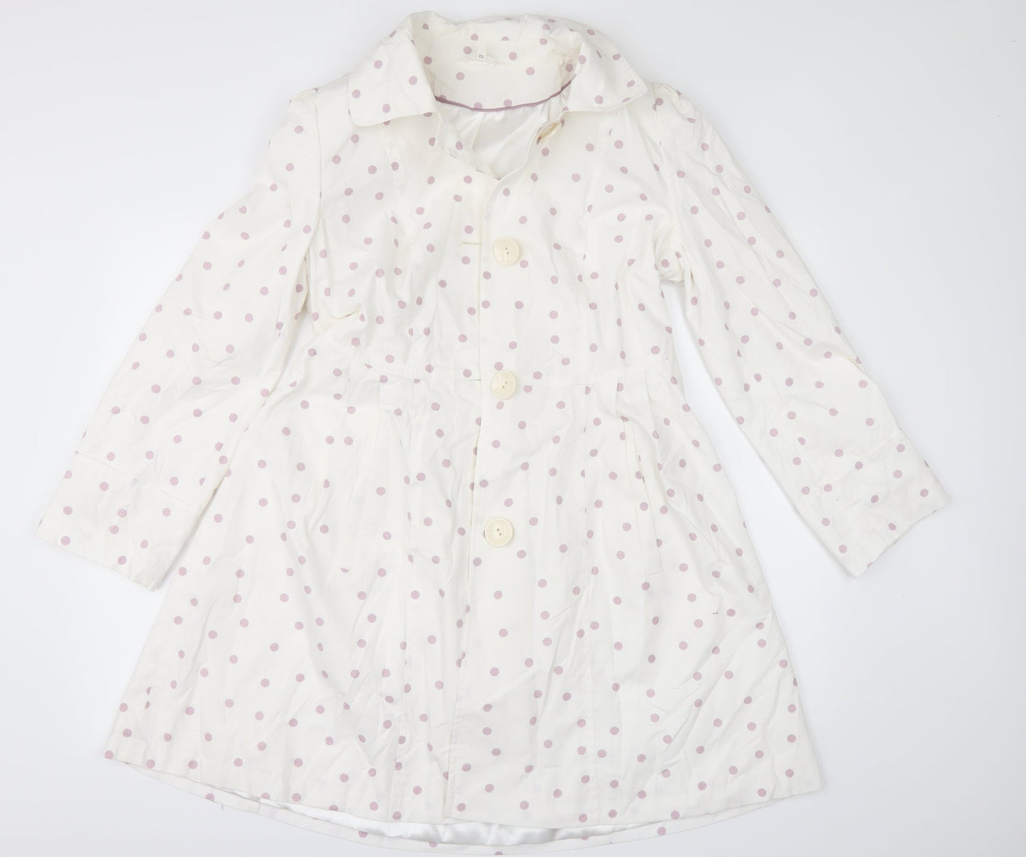 Marks and Spencer Womens White Polka Dot  Pea Coat Coat Size 12