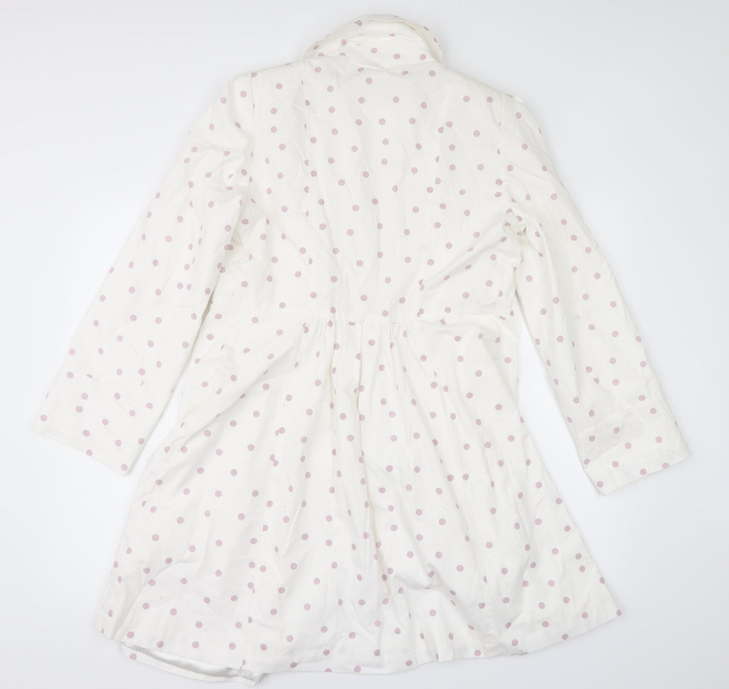 Marks and Spencer Womens White Polka Dot  Pea Coat Coat Size 12