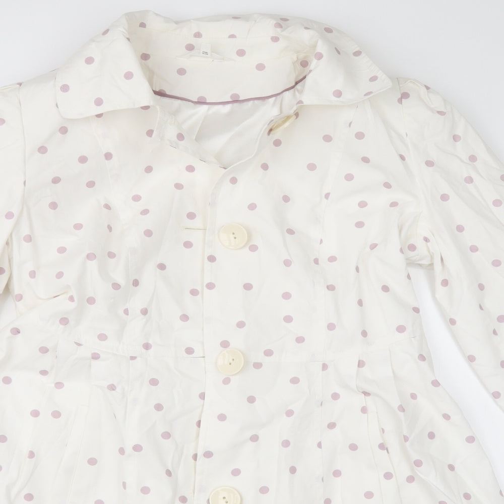 Marks and Spencer Womens White Polka Dot  Pea Coat Coat Size 12