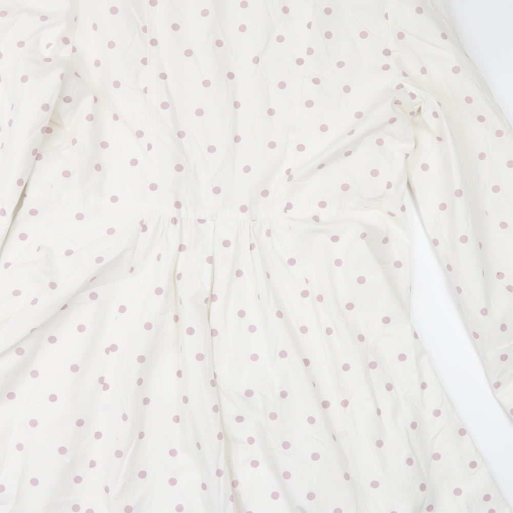 Marks and Spencer Womens White Polka Dot  Pea Coat Coat Size 12