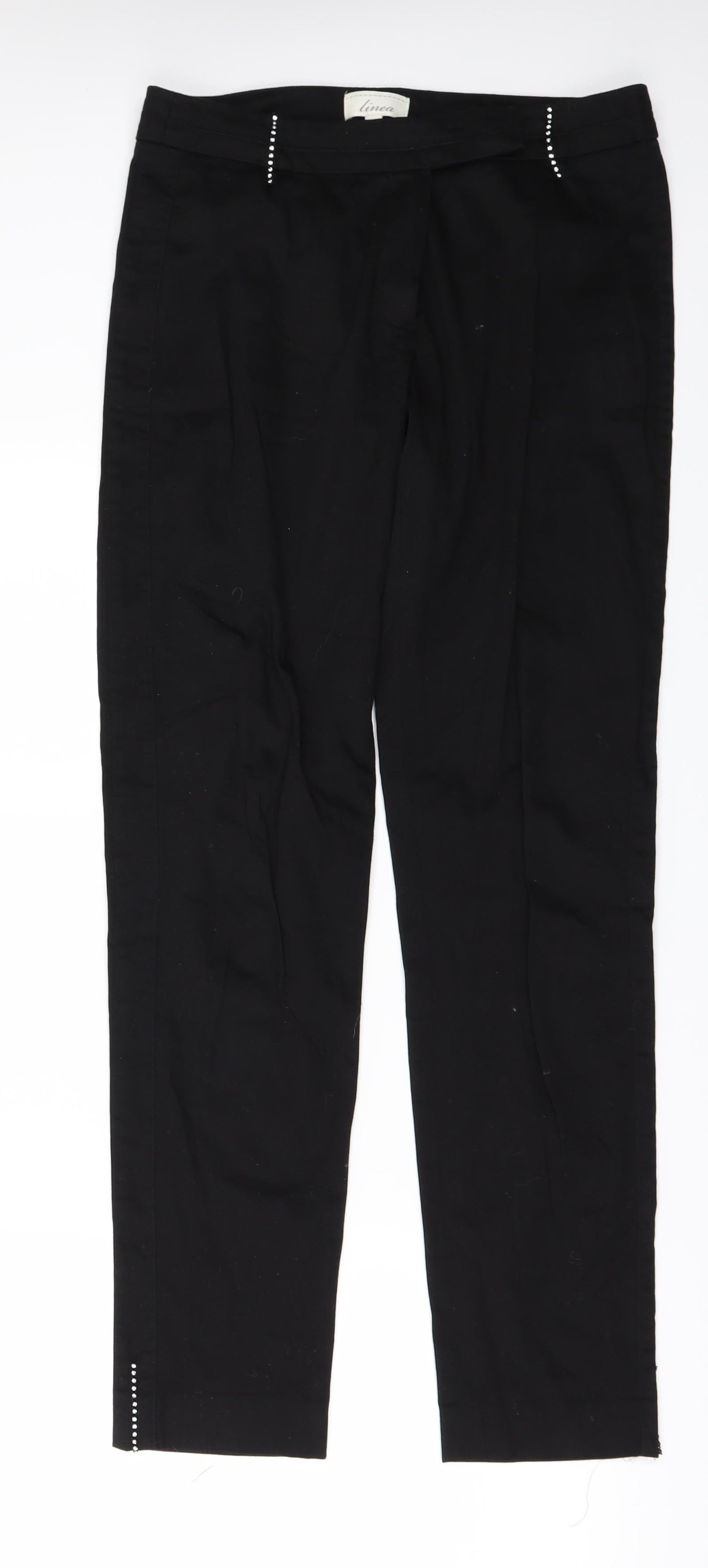 Linea Womens Black   Trousers  Size 10 L30 in - Rhinestone detail