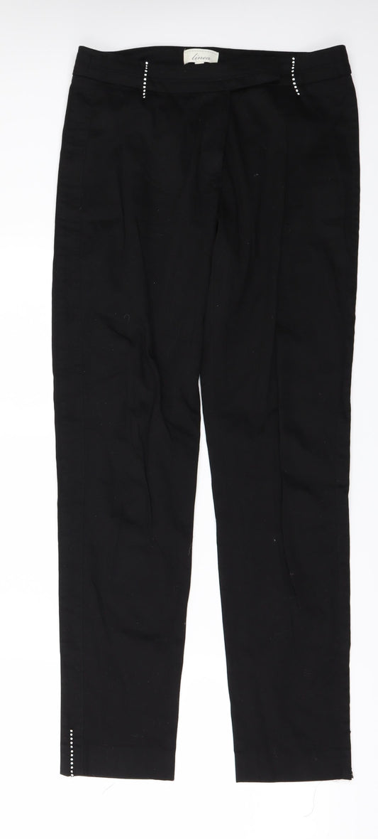 Linea Womens Black   Trousers  Size 10 L30 in - Rhinestone detail