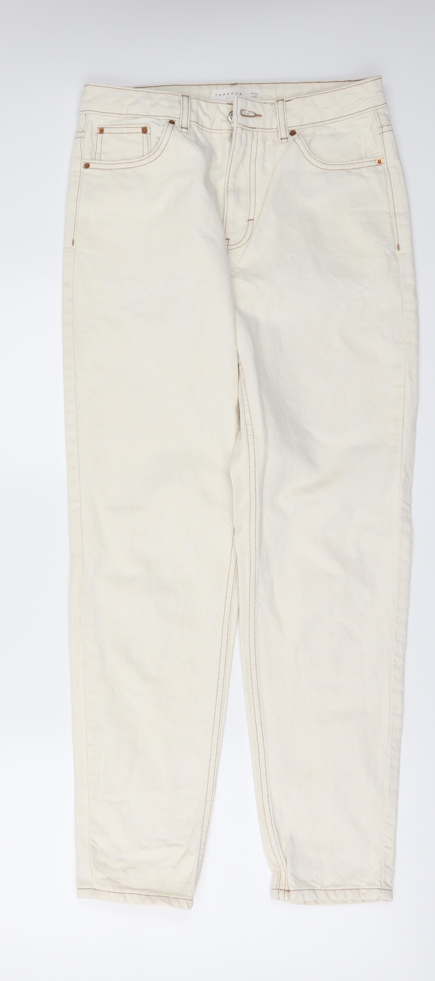 Topshop Mens Beige  Denim Straight Jeans Size 28 in L32 in