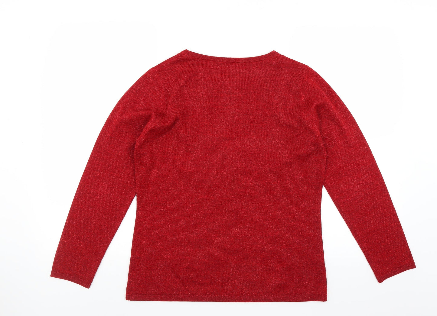 Preworn Womens Red   Pullover Jumper Size S  - beaded neckline