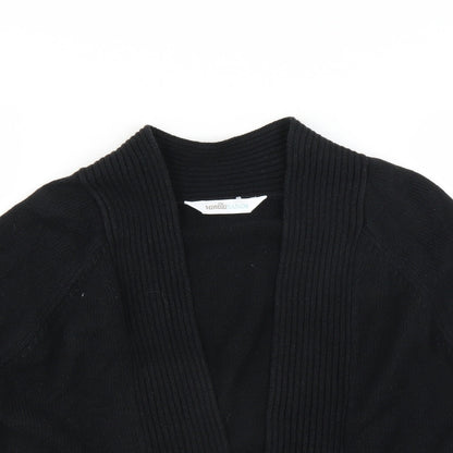 Close-up detail of Vanilla Sands women’s black cardigan jumper, size UK 10