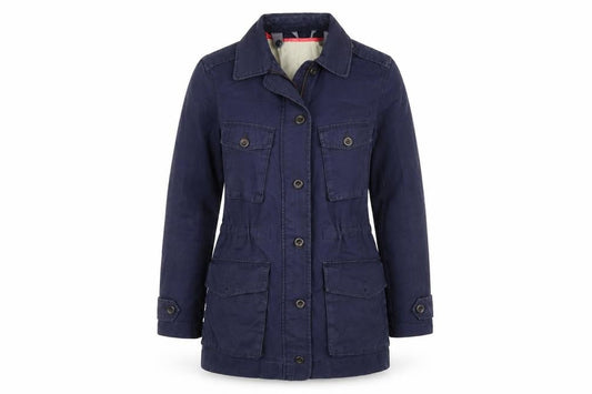 Front view of Gap women’s blue jacket, size M, - removable gilet lining