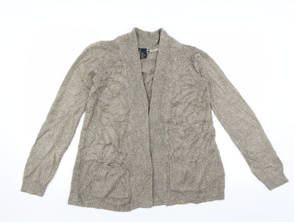 Additional front view of H&M women’s beige cardigan jumper, size M