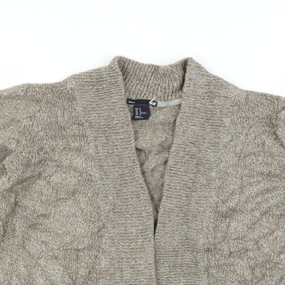 Close-up detail of H&M women’s beige cardigan jumper, size M