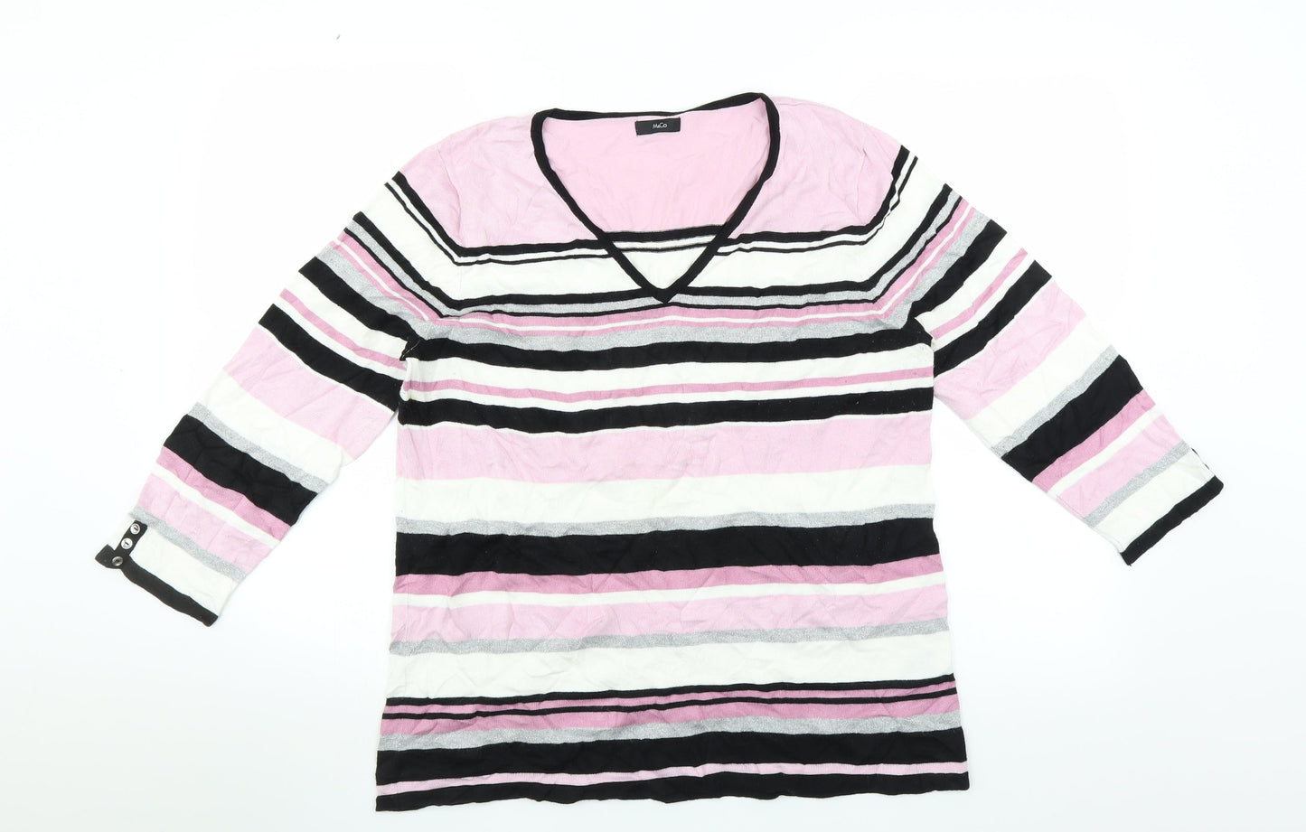 M&Co Womens Pink Striped  Pullover Jumper Size 18