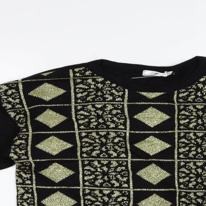 Close-up detail of Variations women’s multicoloured geometric jumper, size UK 12, - size12-14