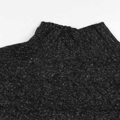 Close-up detail of H&M women’s black jumper, size UK 8, - size us/euro- s
