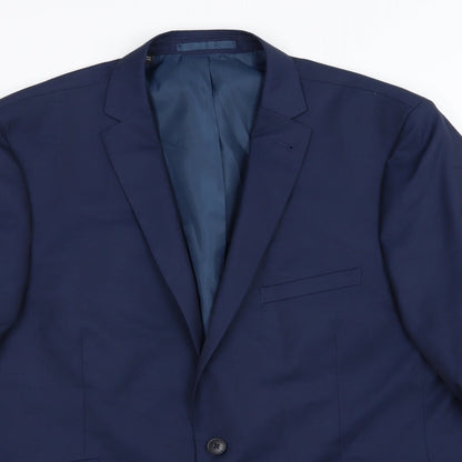 Close-up detail of Jacamo men’s blue rayon jacket suit jacket, size 44