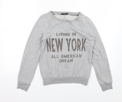 Additional front view of George women’s grey jersey pullover sweatshirt, size UK 10