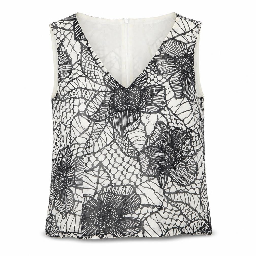 FSR Womens White Floral Woven Basic Blouse Size 14