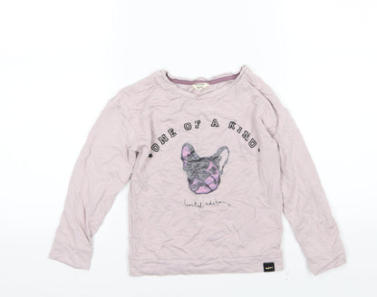 Additional front view of River Island girls’ pink jersey pullover sweatshirt, size 4-5, years - pug