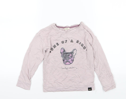 River Island Girls Pink  Jersey Pullover Sweatshirt Size 4-5 Years  - Pug