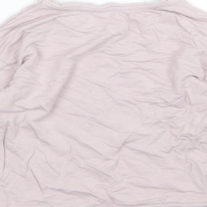 Brand and care label for River Island girls’ pink jersey pullover sweatshirt, size 4-5, years - pug