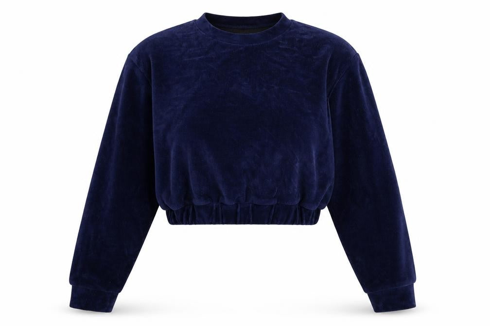 Evra Womens Blue  Corduroy Pullover Sweatshirt Size L