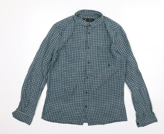 Label Lab Mens Blue Striped Woven  Button-Up Size M