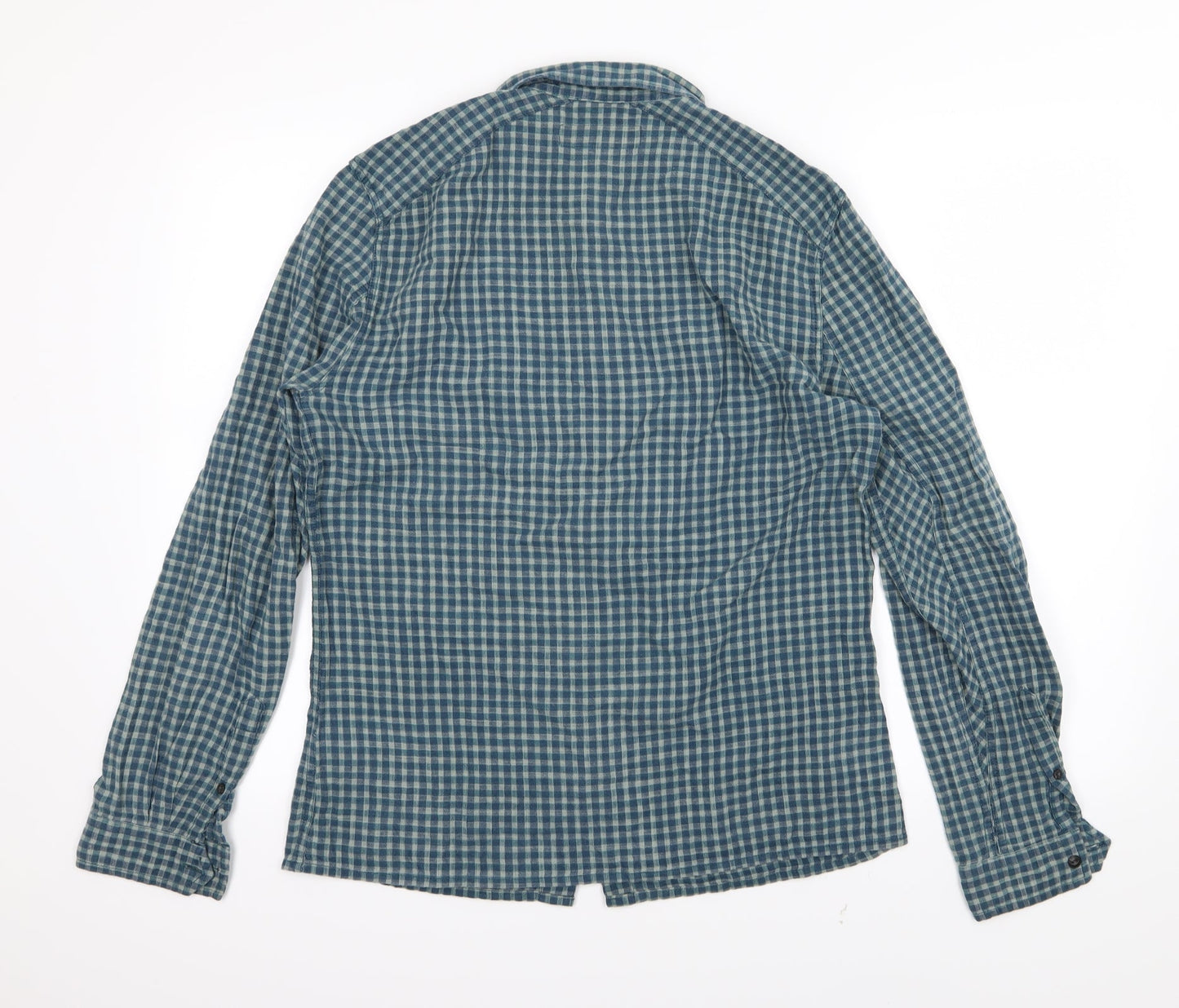 Label Lab Mens Blue Striped Woven  Button-Up Size M
