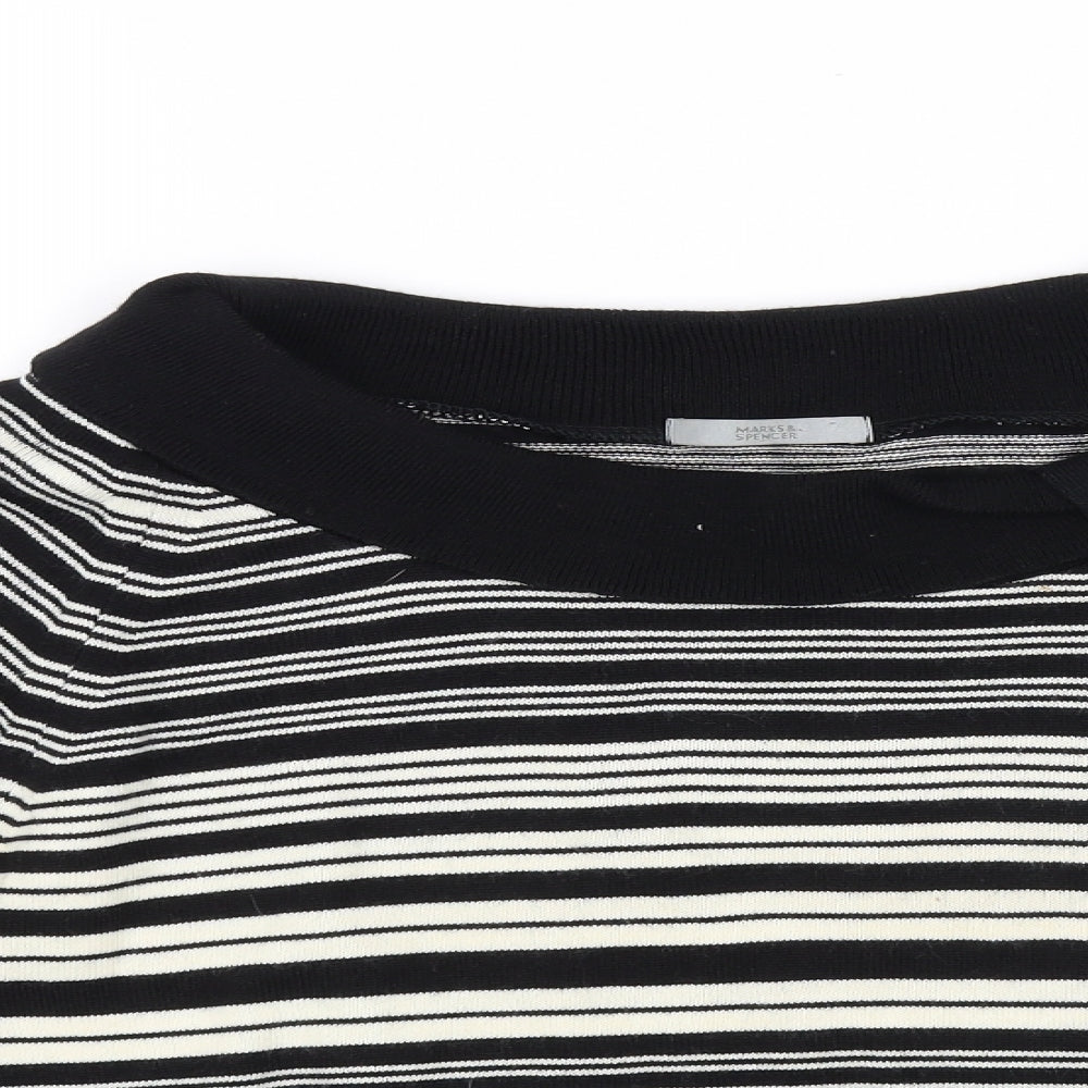 Marks and Spencer Womens Black Striped  Pullover Jumper Size 16
