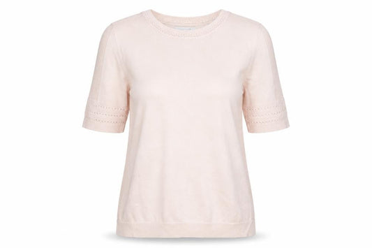 Front view of Per Una women’s pink jumper, size UK 14