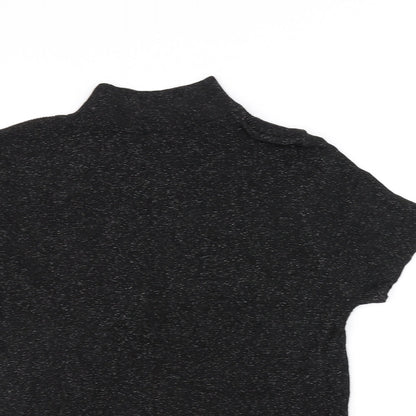 Close-up detail of St Michael women’s black basic t-shirt, size UK 16