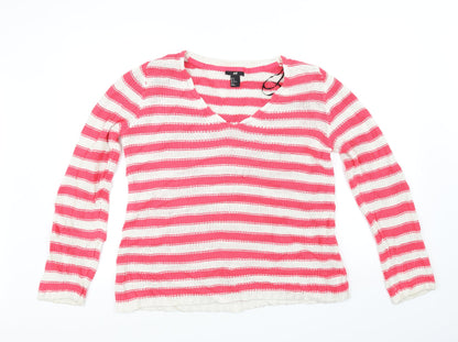 Additional front view of H&M women’s red striped jumper, size M