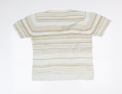 Back view of berketex women’s beige henley jumper, size UK 10