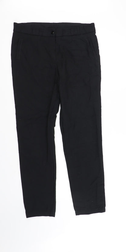 Additional front view of der ella women’s black trousers, size UK 14, 31-inch leg