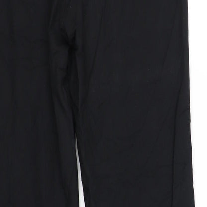 Brand and care label for der ella women’s black trousers, size UK 14, 31-inch leg