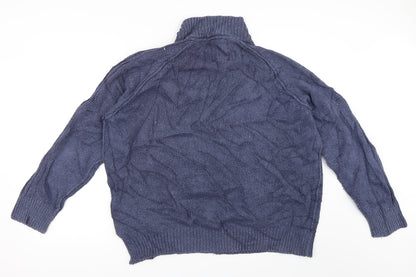 Back view of Marks & Spencer men’s blue henley jumper, size XL