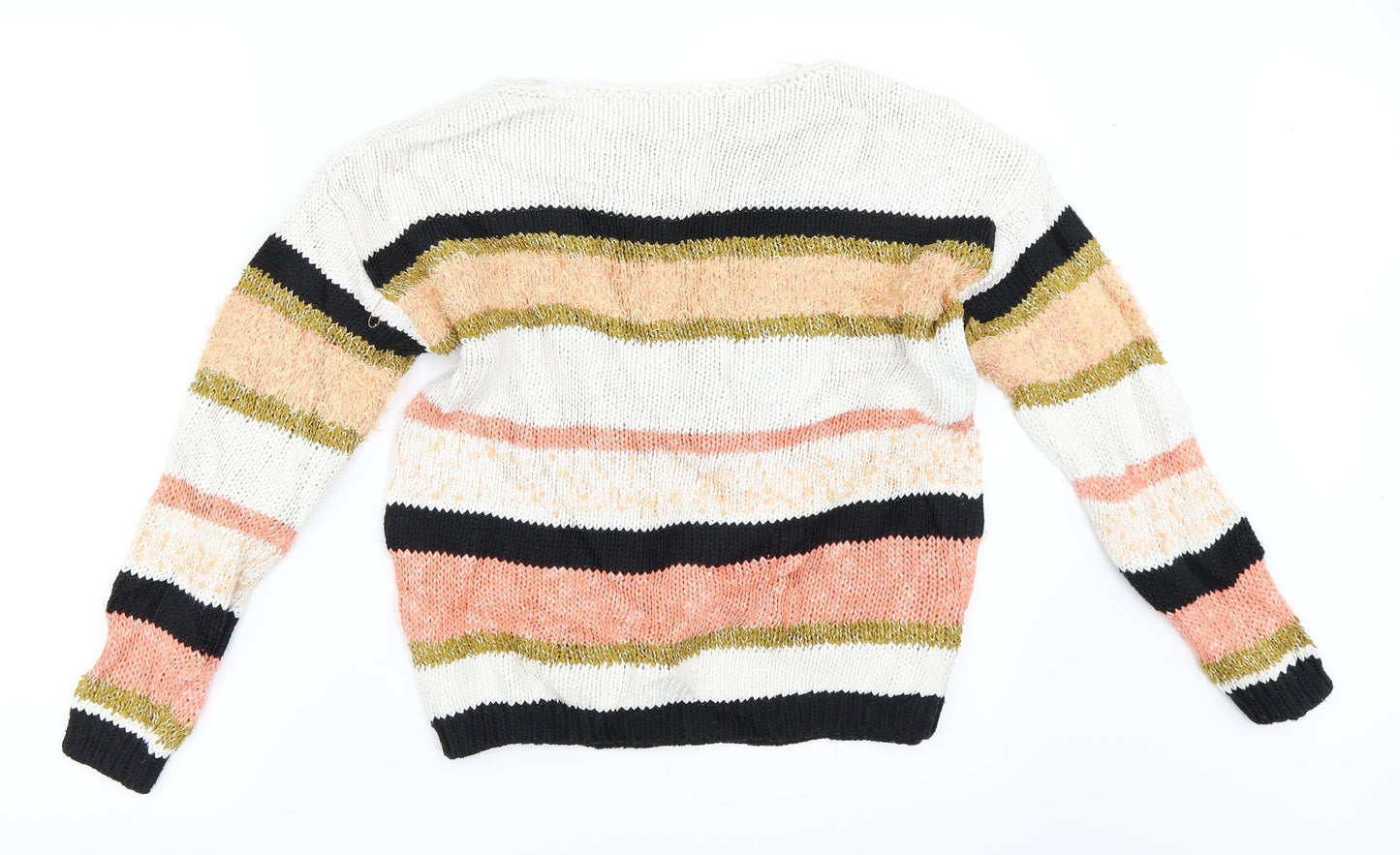 Marks and Spencer Womens Orange Striped  Pullover Jumper Size S