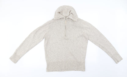 Additional front view of BHS women’s beige henley jumper, size UK 16
