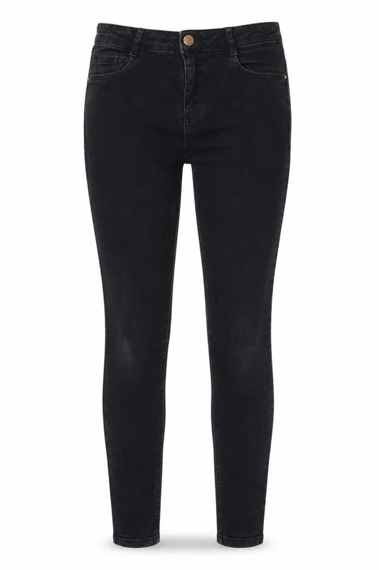 Front view of Dorothy Perkins women’s black skinny jeans, size UK 12, 23-inch leg