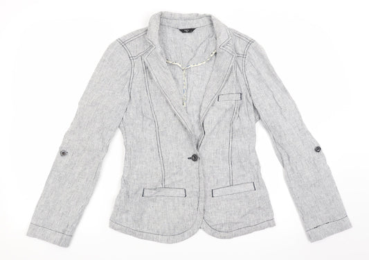 M&Co Womens Grey Striped  Jacket Coat Size 8