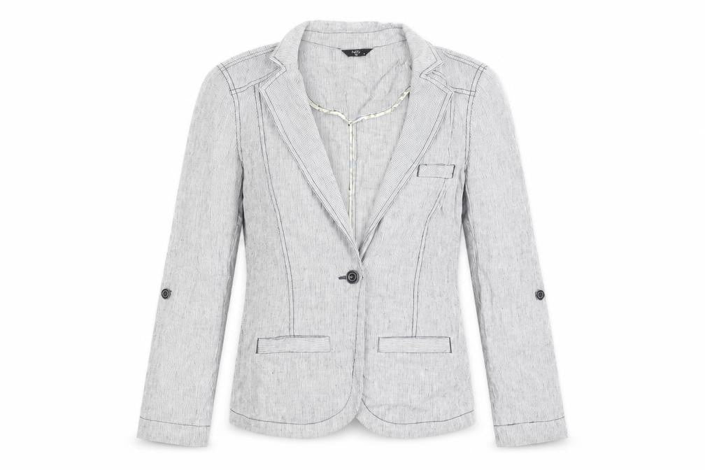 M&Co Womens Grey Striped  Jacket Coat Size 8